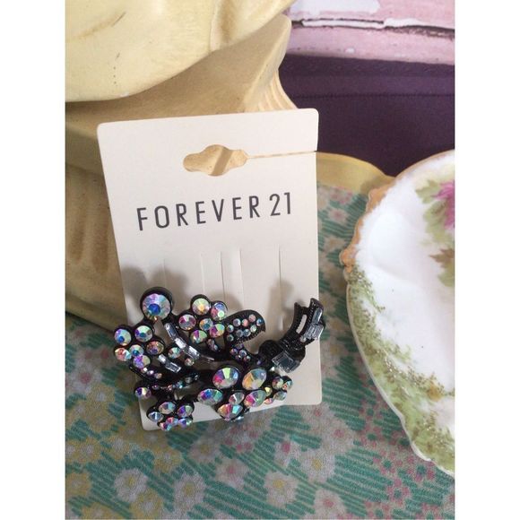 NWT Forever 21 Pin Brooch Iridescent Rhinestone Flower Bundle - Picture 10 of 14